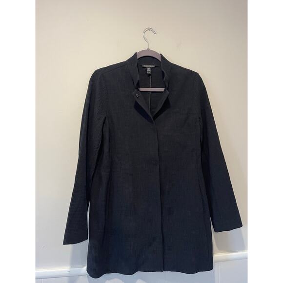 Eileen Fisher Womens Stand Collar Waffle Knit Jacket Snap Front Back Slit Size S - Picture 4 of 10